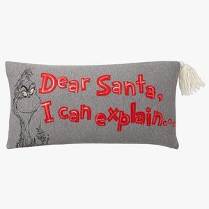 Pottery Barn Grinch Dear Santa Tassel Sequin Pillow Cover NEW
